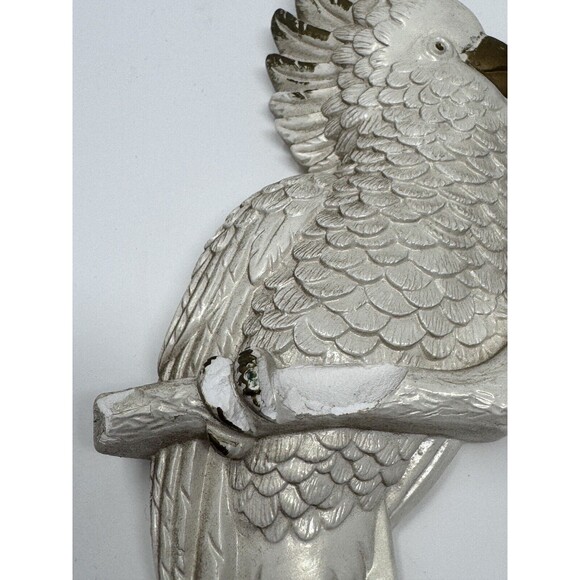 Vintage 1979 Miller Studio Chalkware Cockatoo Wall Art Pair of Birds White Gold - Picture 3 of 8
